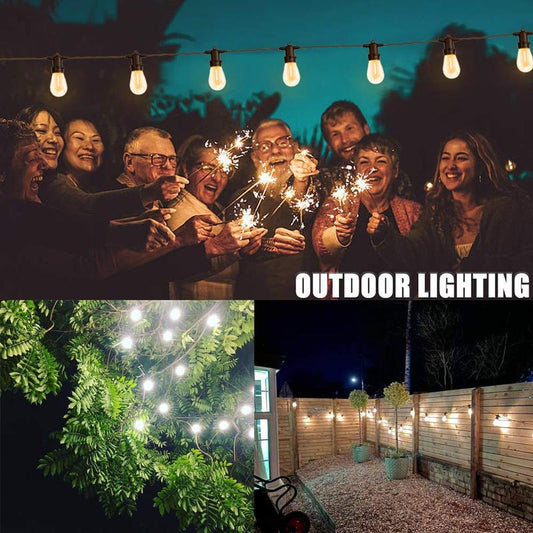 SJPACK Outdoor String Lights Patio Hanging Light with LED Dimmable Light Bulbs Garden Deck Backyard Waterproof Shatterproof 50FT